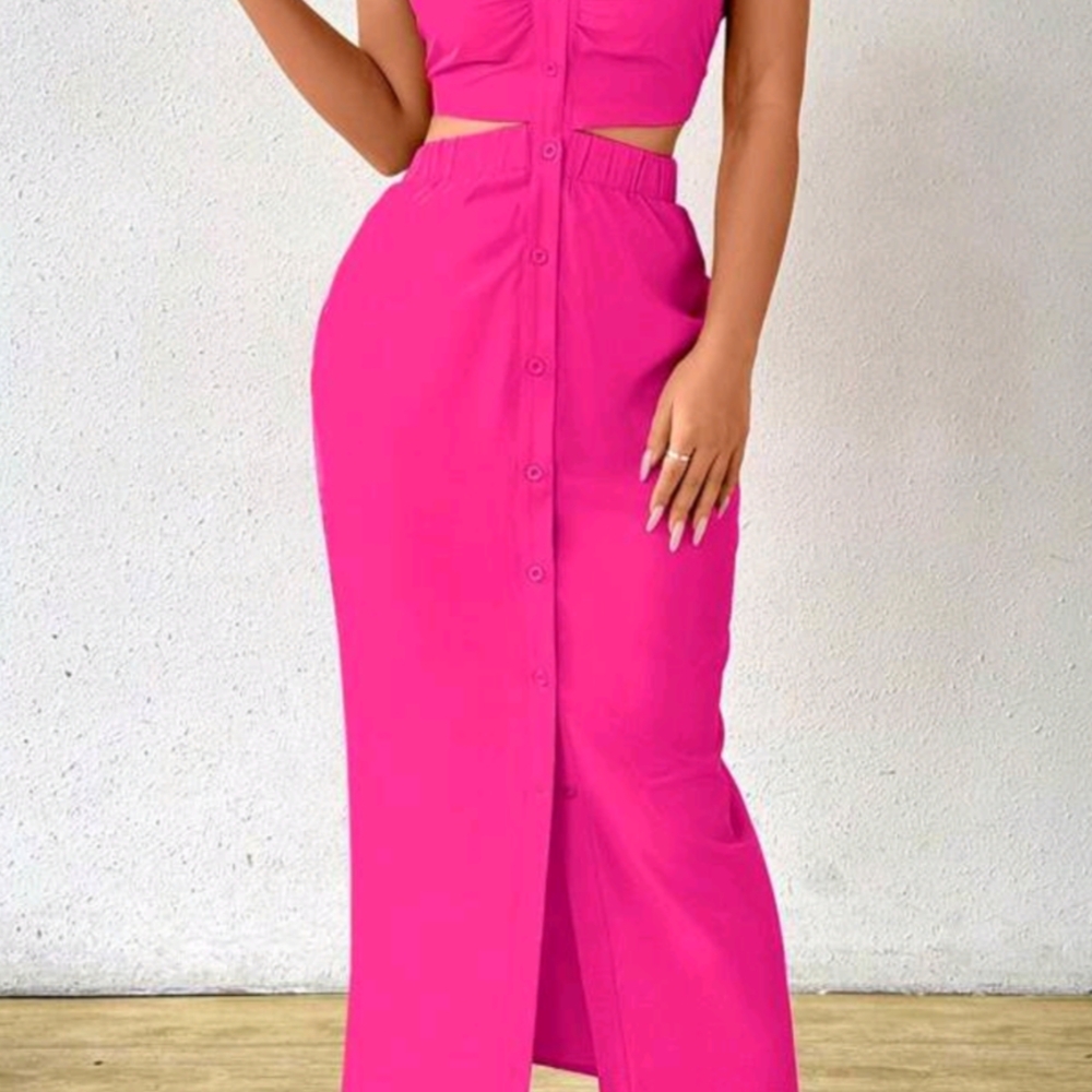 Elegant Pink Button-Down Skirt